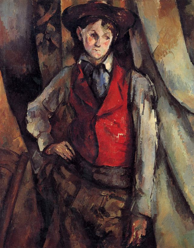 Boy in a Red Waistcoat - Paul Cezanne Painting